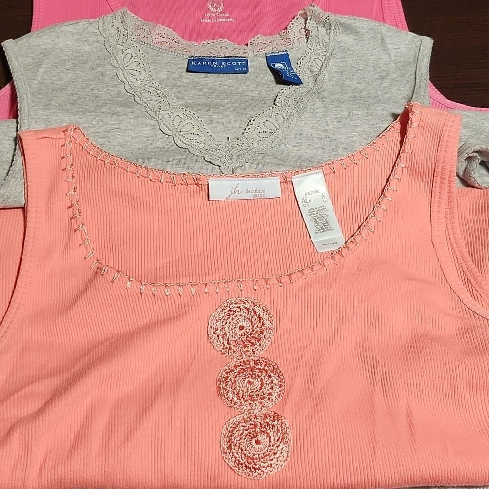 Set of 3 Sleeveless tank tops undershirts sleepwear shirts petite large - Picture 5 of 5